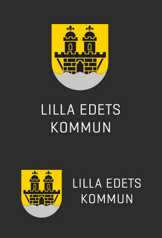 Kommunens logotyp i färg med vit text