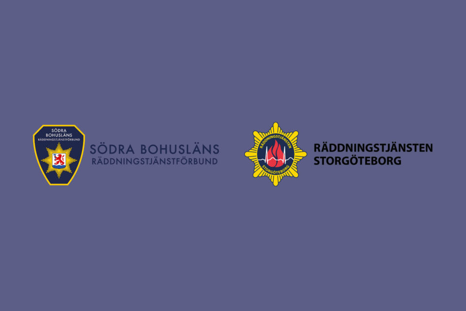 Logotyper för Södra Bohusläns Räddningstjänstförbund och Räddningstjänsten Storgöteborg
